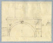 39841 Opstand van de brug naast de Tolsteegpoort te Utrecht met de doorgang van de Oudegracht vanuit de stadsbuitengracht.